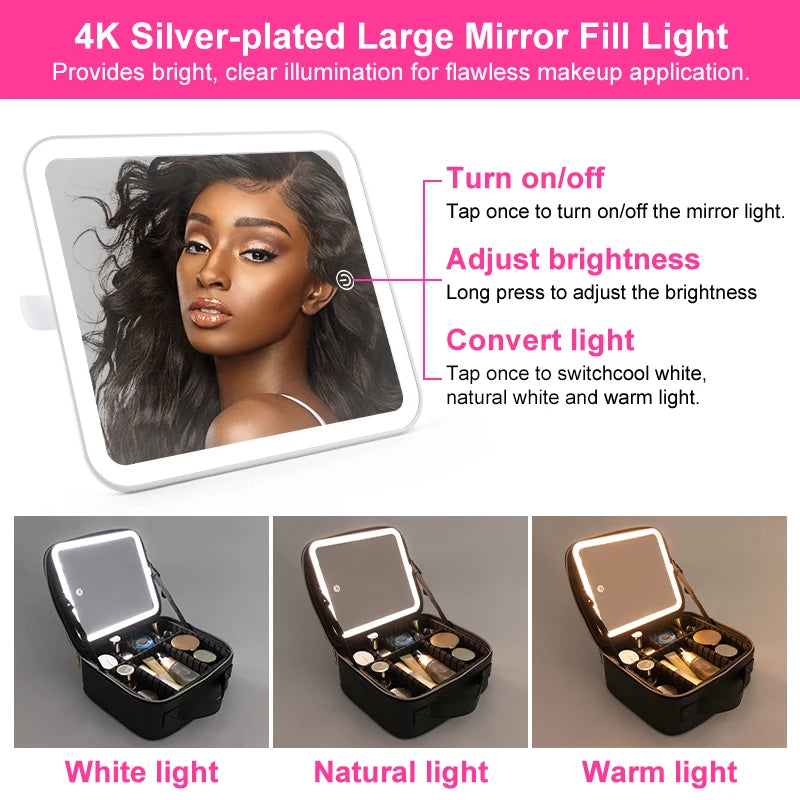 Portable LED Makeup Bag - Illuminate Your Beauty On-The-Go