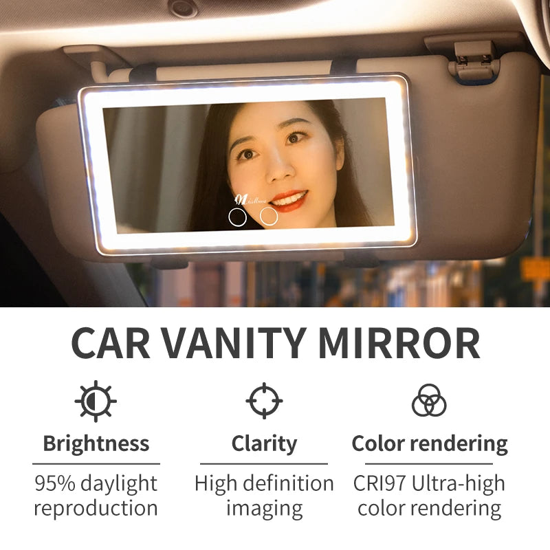Rechargeable Car Vanity Mirror | Portable LED Makeup Mirror