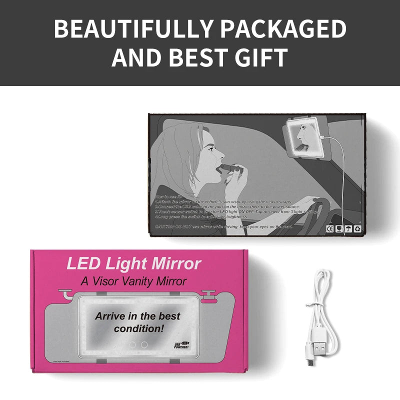 Rechargeable Car Vanity Mirror | Portable LED Makeup Mirror