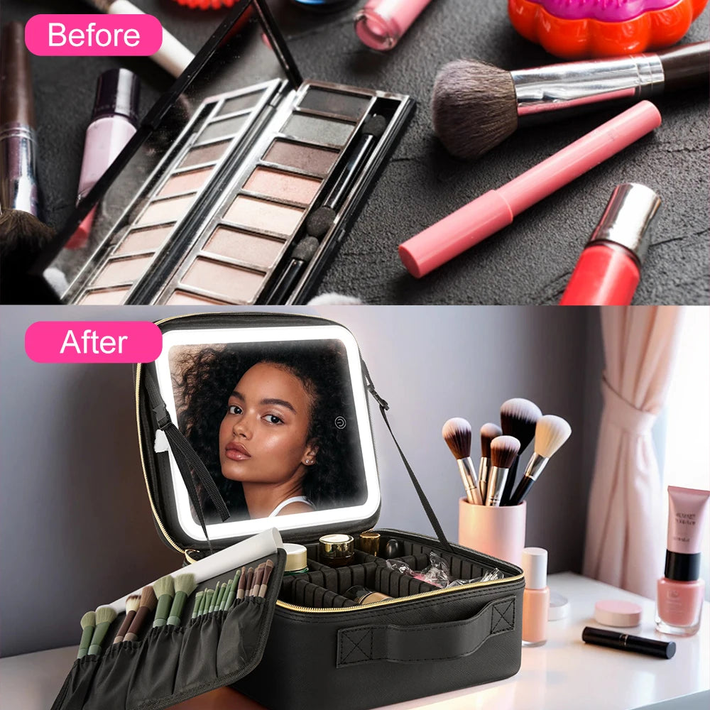 Portable LED Makeup Bag - Illuminate Your Beauty On-The-Go